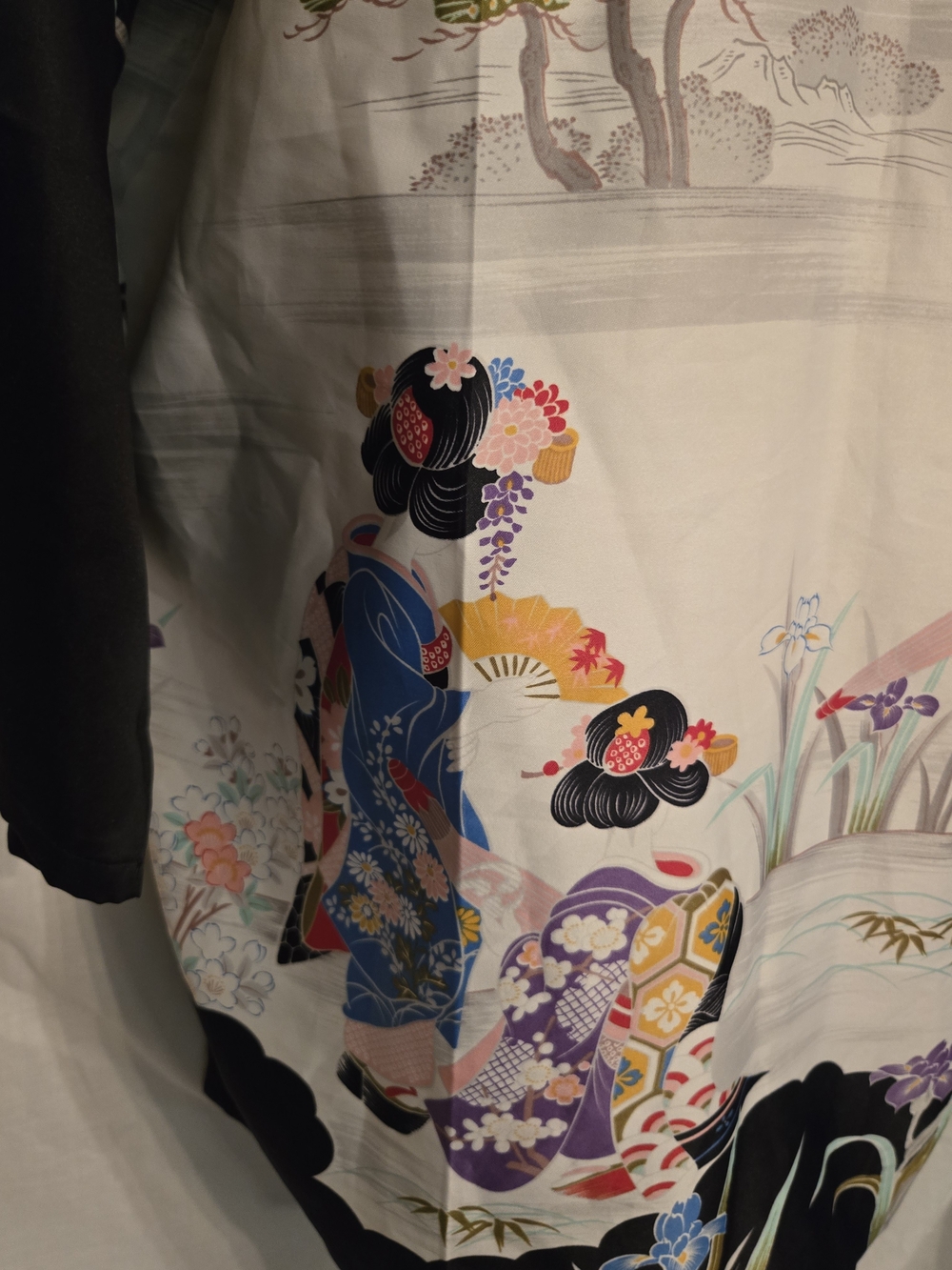 Vintage Black & White Floral Kimono Cardigan - Picture 9 of 15